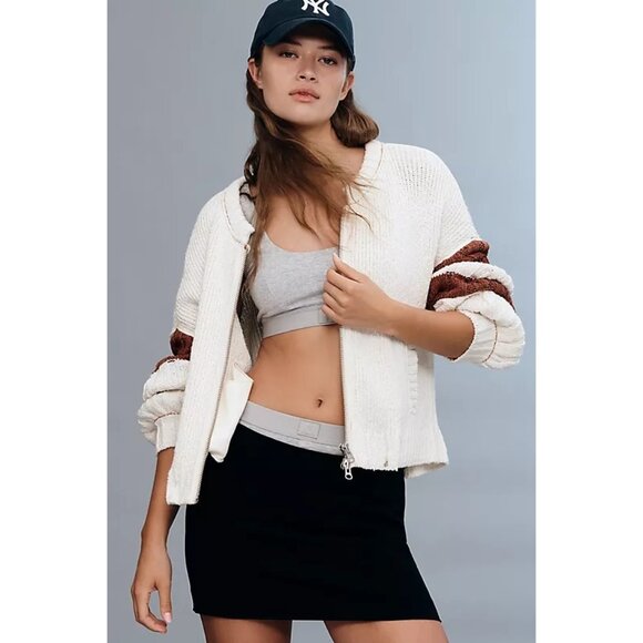 Anthropologie Pilcro Cable-Knit Icon Zip-Up Sweater Womens XS Tiger Contemporary - Picture 2 of 8